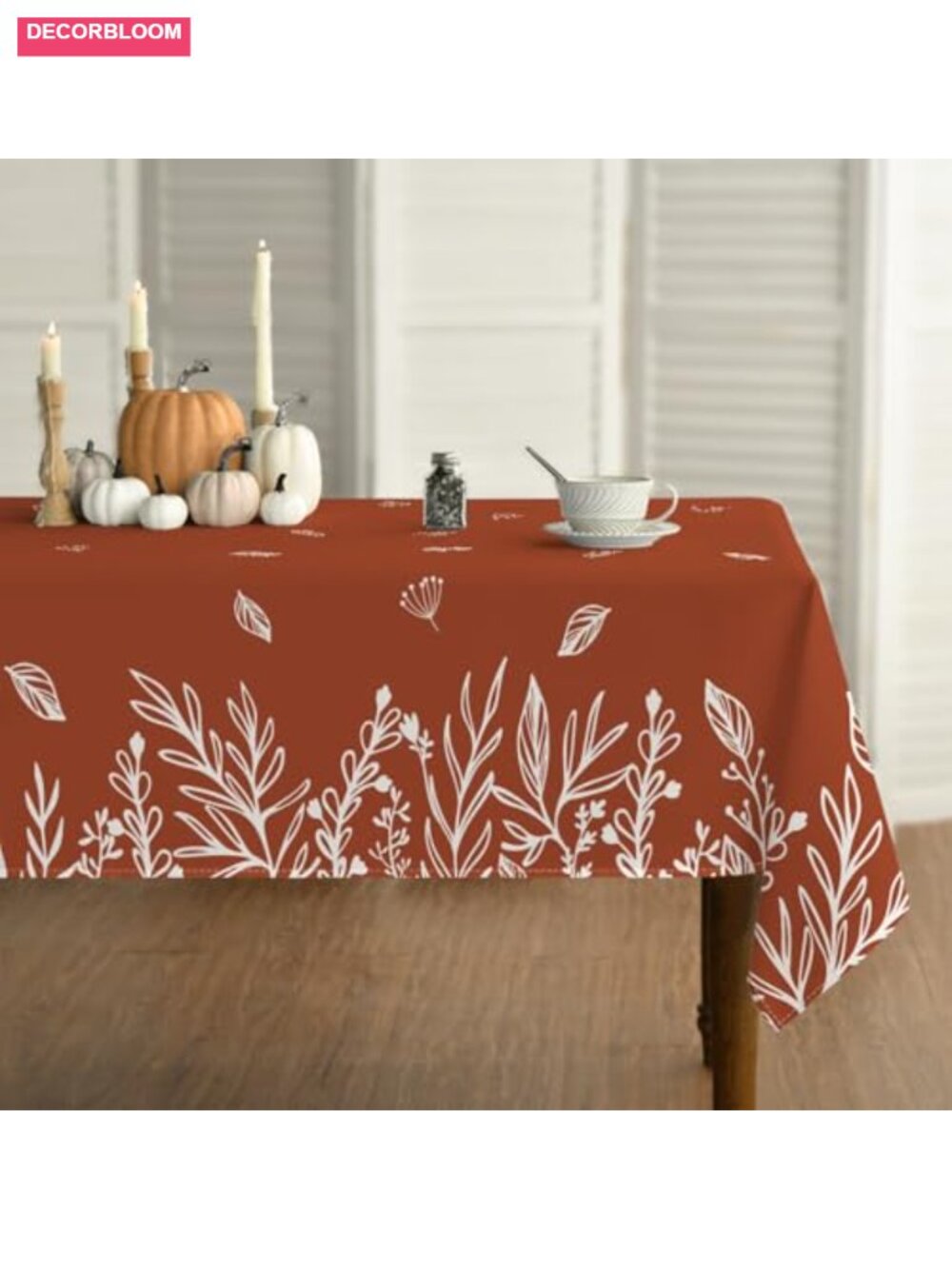 Fall Floral Tablecloth 60x84 Rectangular Thanksgiving Dining